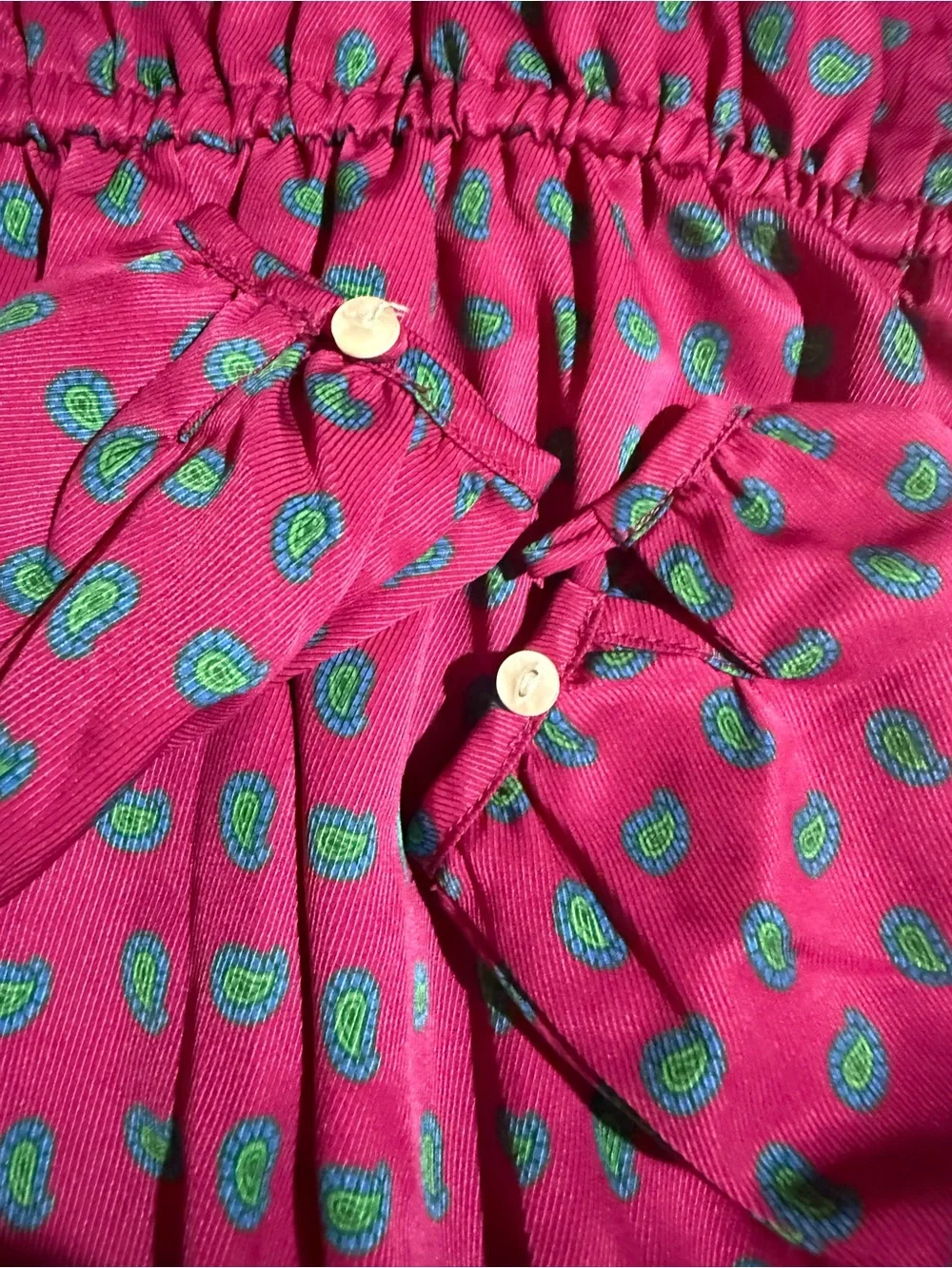 Ralph Lauren Magenta Blouse with Teal Dot Print